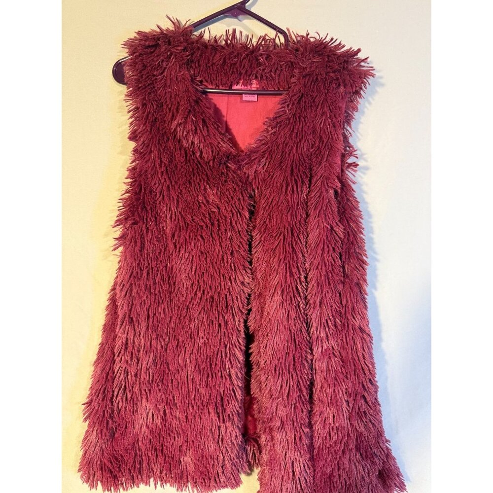 Betsey Johnson Vest Purple Faux Fur Extra Vibes Womens Size Medium M Soft